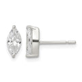 Sterling Silver Polished 9x4mm Marquise CZ Stud Earrings