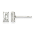 Sterling Silver Polished 6x3mm Emerald-shape CZ Stud Earrings