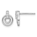 Sterling Silver Rhodium-plated Polished CZ Circles Post Earrings