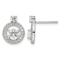 Sterling Silver Rhodium-plated Polished CZ Halo Circle Post Earrings