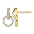Sterling Silver Gold-tone Polished CZ Circle Post Dangle Earrings