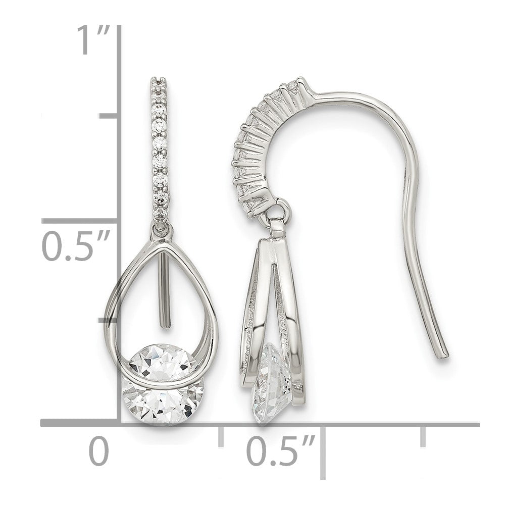 Sterling Silver Rhodium-plated Polished Fancy CZ Dangle Earrings