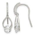 Sterling Silver Rhodium-plated Polished Fancy CZ Dangle Earrings