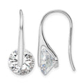 Sterling Silver Rhodium-plated Polished Round CZ Dangle Earrings