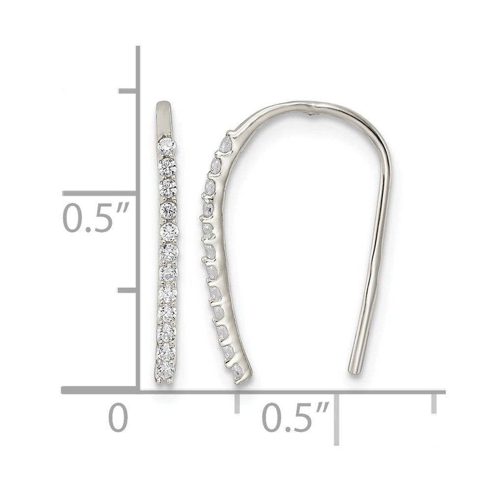 Sterling Silver Polished CZ Threader Earrings