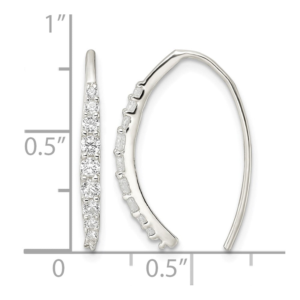 Sterling Silver Polished CZ Threader Earrings