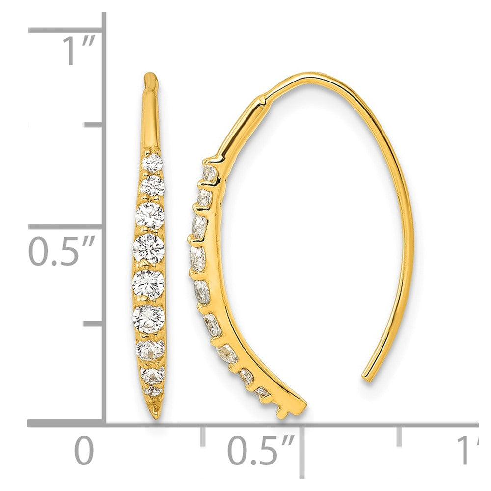 Sterling Silver Gold-tone Polished Graduated CZ Threader Earrings