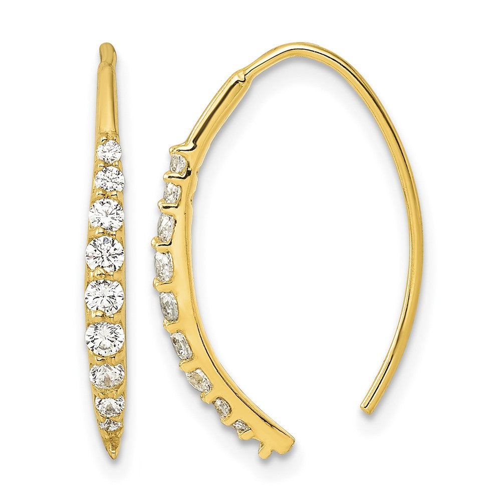 Sterling Silver Gold-tone Polished Graduated CZ Threader Earrings
