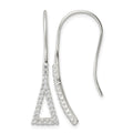 Sterling Silver Polished Triangle CZ Dangle Earrings
