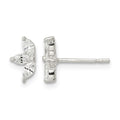 Sterling Silver Polished Marquise CZ Flower Post Earrings