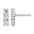 Sterling Silver Polished Three CZ Post Earrings