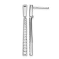 Sterling Silver Rhodium-plated Polished CZ Tapered Post Dangle Earrings