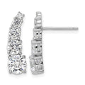 Sterling Silver Rhodium-plated Polished Graduated CZ Post Earrings