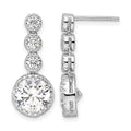 Sterling Silver Rhodium-plated Polished Round CZ Post Dangle Earrings