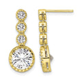 Sterling Silver Gold-tone Polished Round CZ Post Dangle Earrings