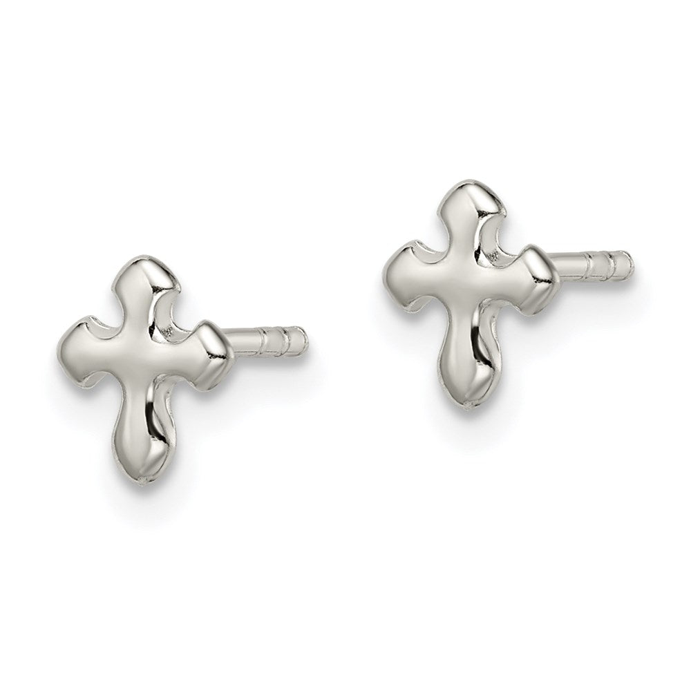Sterling Silver Polished Cross Petite Post Earrings