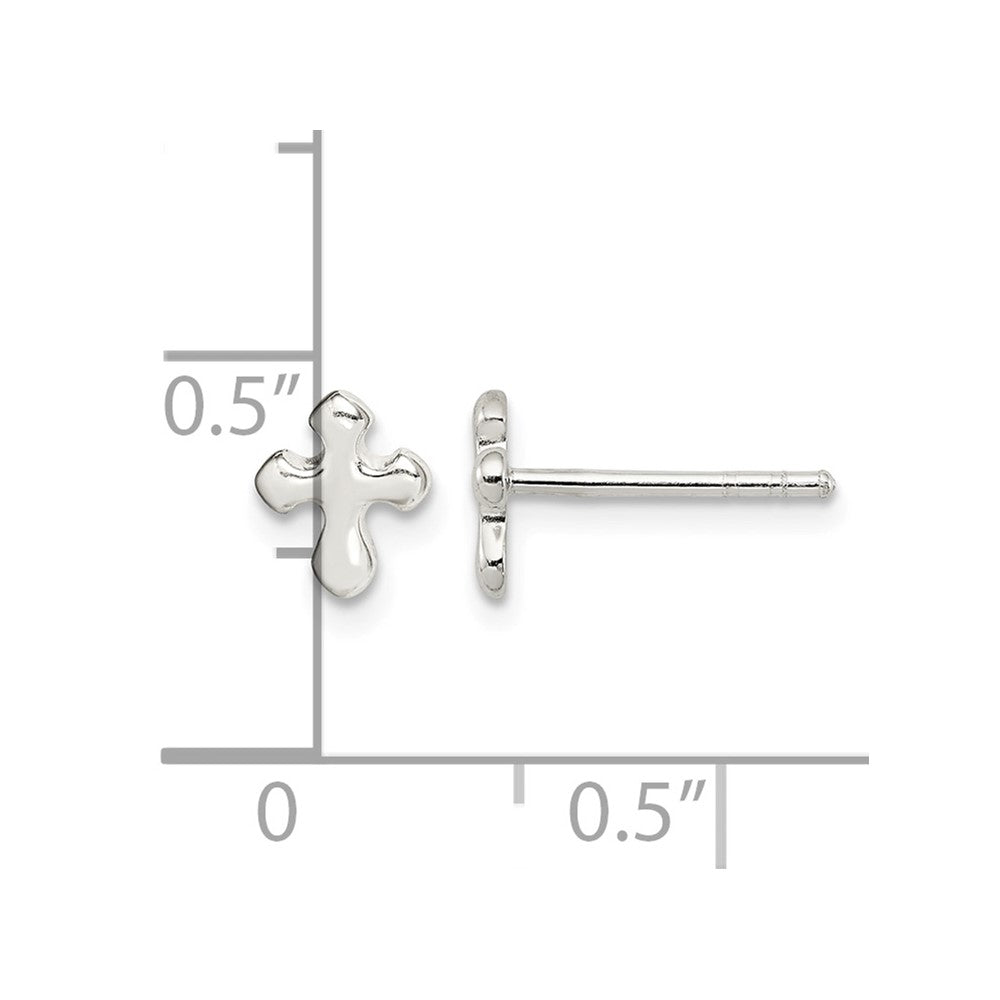 Sterling Silver Polished Cross Petite Post Earrings