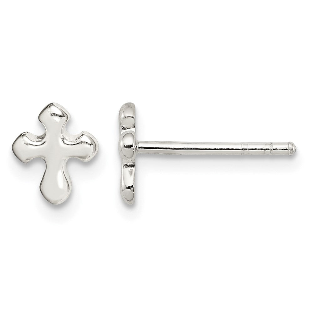 Sterling Silver Polished Cross Petite Post Earrings