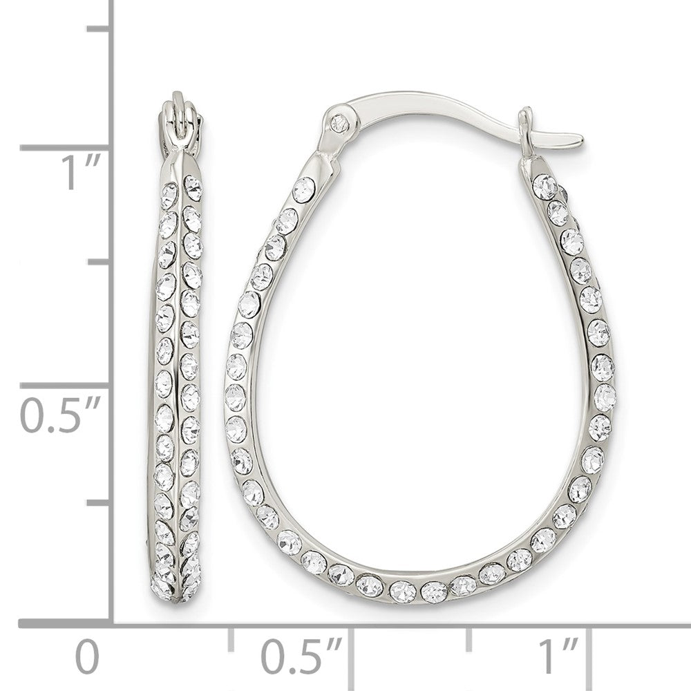 Sterling Silver CZ Oval Hoop Earrings