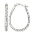 Sterling Silver CZ Oval Hoop Earrings