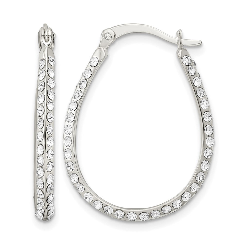 Sterling Silver CZ Oval Hoop Earrings