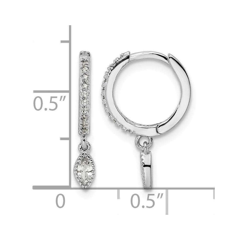 Sterling Silver Rhodium-plated Polished CZ Hinged Hoop Earrings