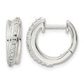 Sterling Silver Polished CZ Hinged Hoop Earrings
