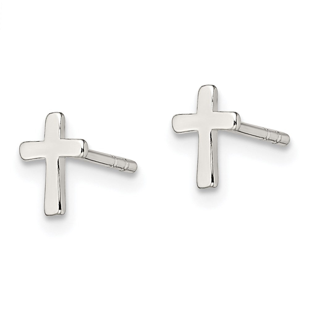 Sterling Silver Polished Latin Cross Petite Post Earrings