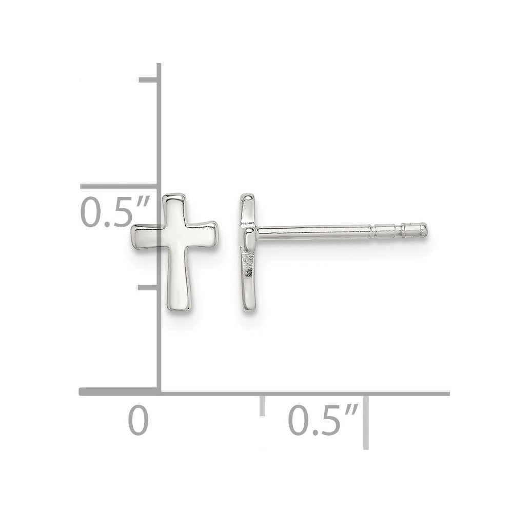 Sterling Silver Polished Latin Cross Post Earrings