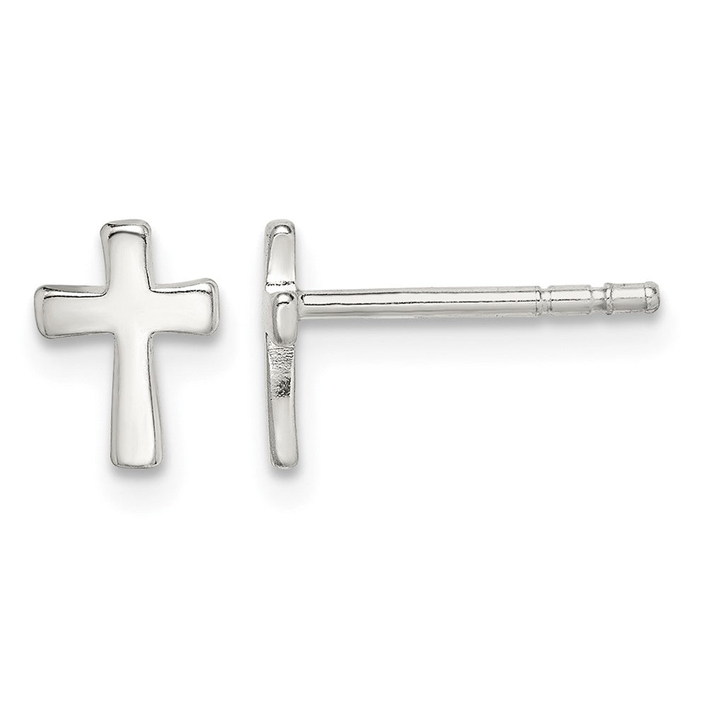 Sterling Silver Polished Latin Cross Post Earrings
