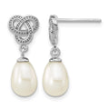 Sterling Silver Rhodium-plated 6-7mm White Rice FWC Post Dangle Earrings