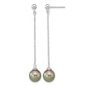 Sterling Silver Rhodium-plated 9-10mm Tahitian Saltwater Pearl Earrings