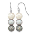 Sterling Silver RH-plated Black/White/Grey FWC Pearl Dangle Earrings