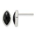 Sterling Silver Polished Marquise Onyx Post Earrings