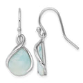 Sterling Silver RH-plated Polished Twist Larimar Teardrop Dangle Earrings