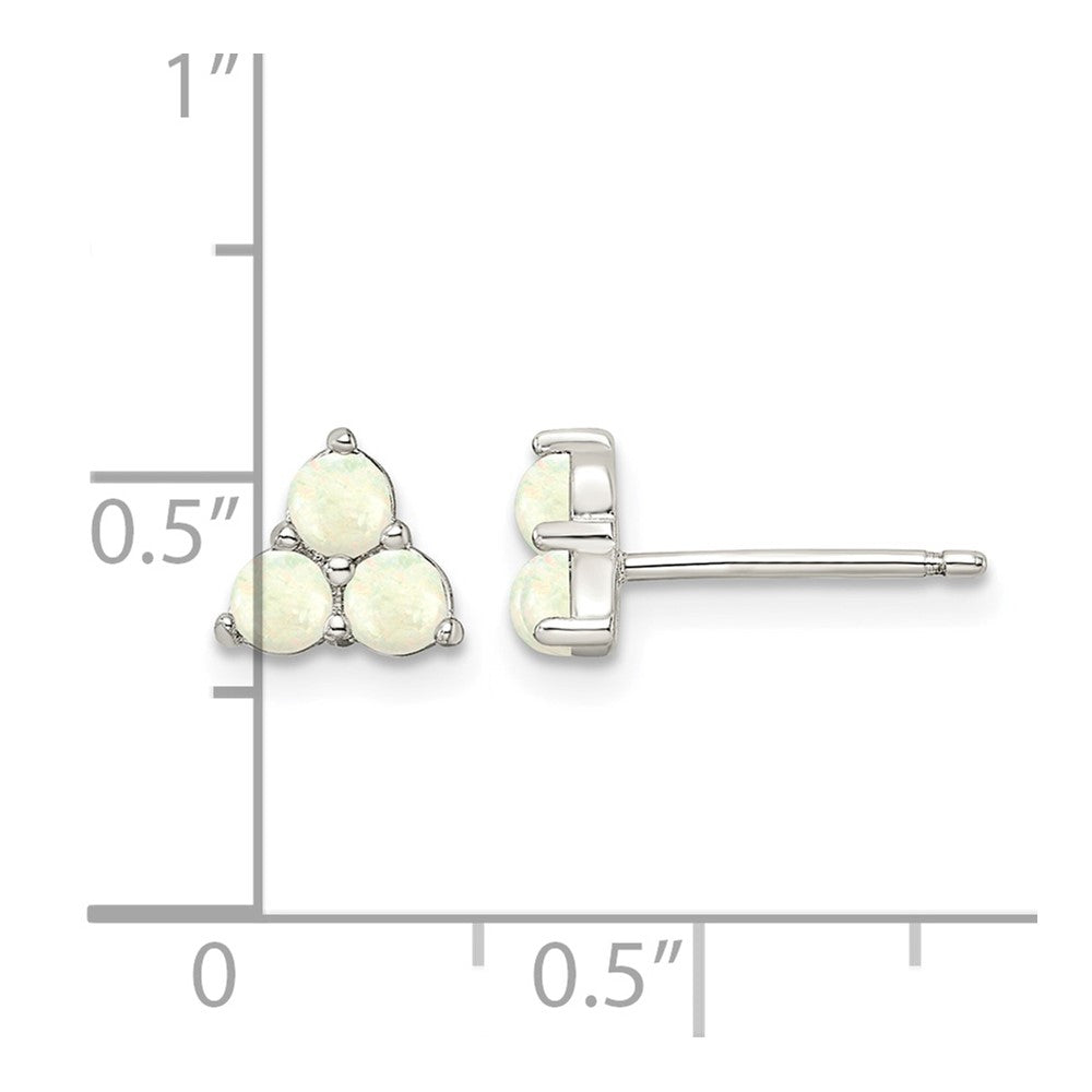 Sterling Silver Rhod-plated Polished Created Opal Cluster Post Earrings