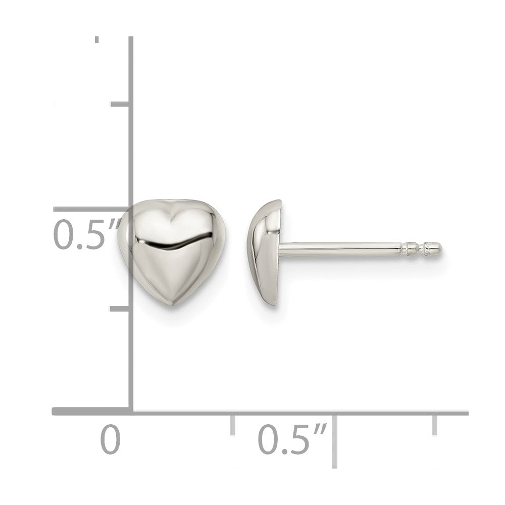 Sterling Silver Polished Heart Post Earrings