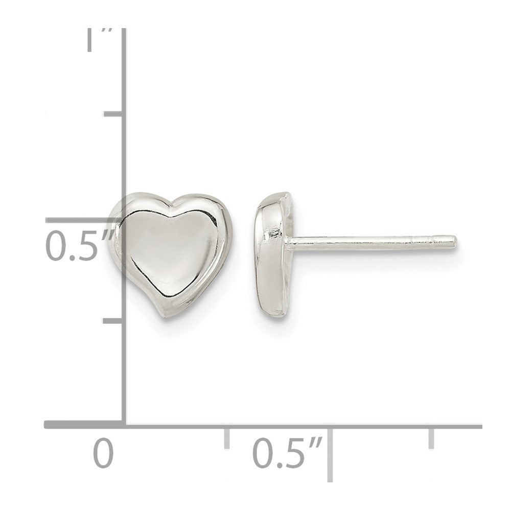 Sterling Silver Polished Puffed Heart Post Earrings