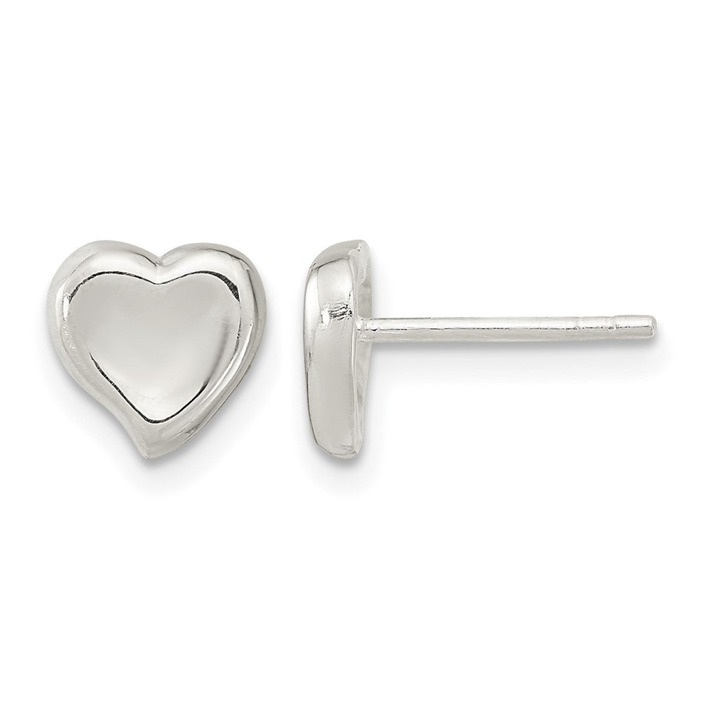 Sterling Silver Polished Puffed Heart Post Earrings