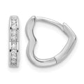 Sterling Silver Polished Rhodium-plated CZ Heart Shaped Hoop Earrings