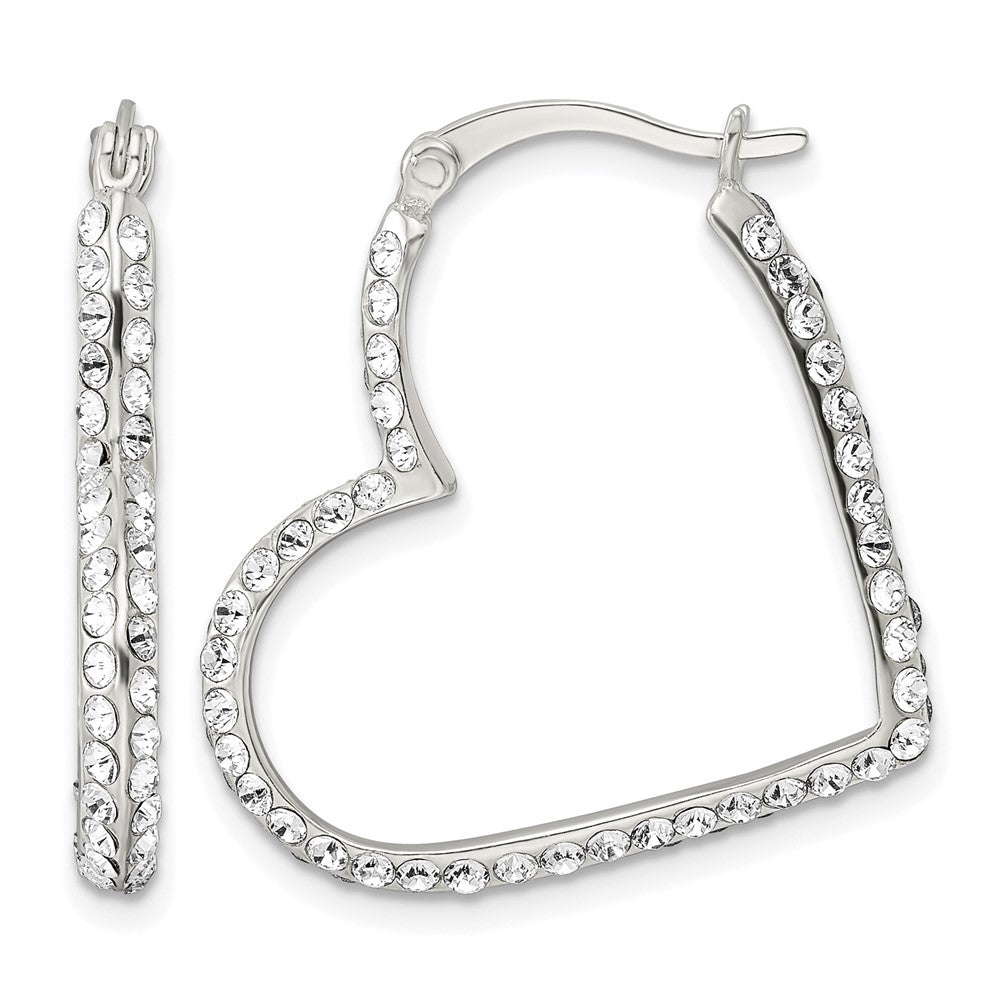 Sterling Silver CZ Heart Hoop Earrings
