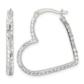 Sterling Silver CZ Heart Hoop Earrings