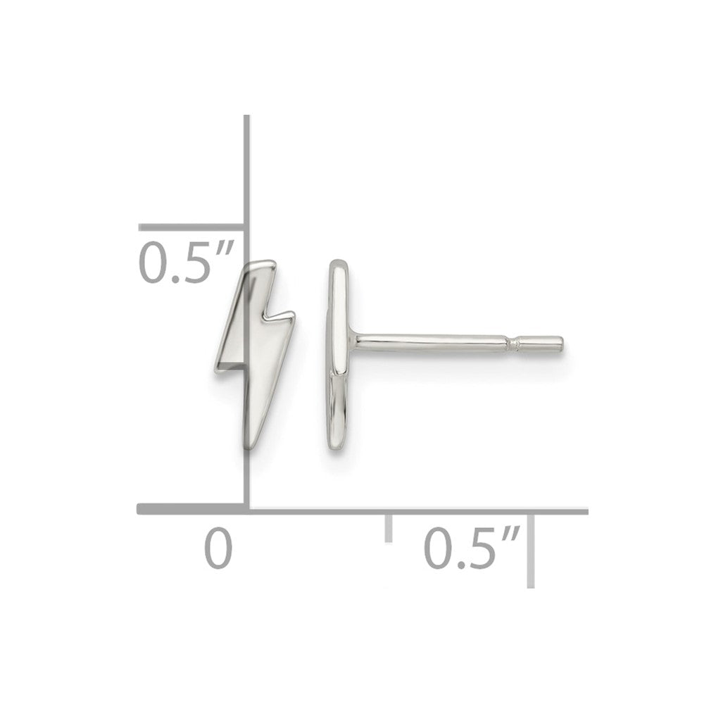 Sterling Silver Polished Tiny Lightning Post Earrings