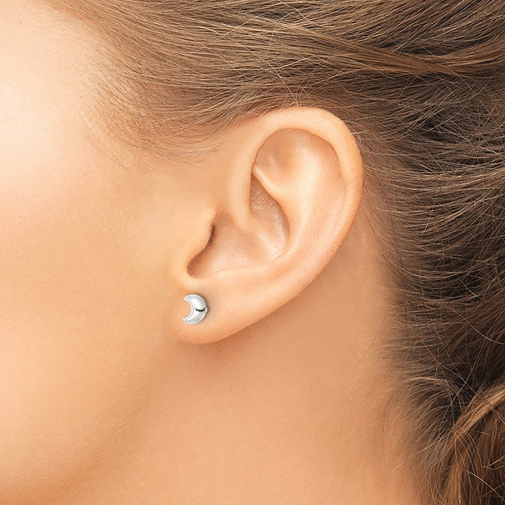 Sterling Silver Polished Crescent Moon Post Earrings