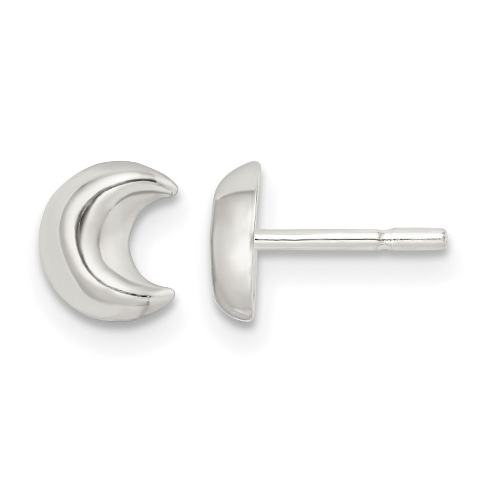 Sterling Silver Polished Crescent Moon Post Earrings