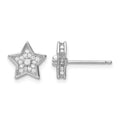 Sterling Silver Polished Rhodium-plated CZ Star Post Earrings