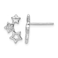 Sterling Silver Rhodium-plated Polished CZ Star Post Earrings