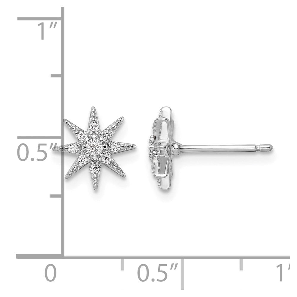 Sterling Silver Rhodium-plated Polished CZ Star Post Earrings