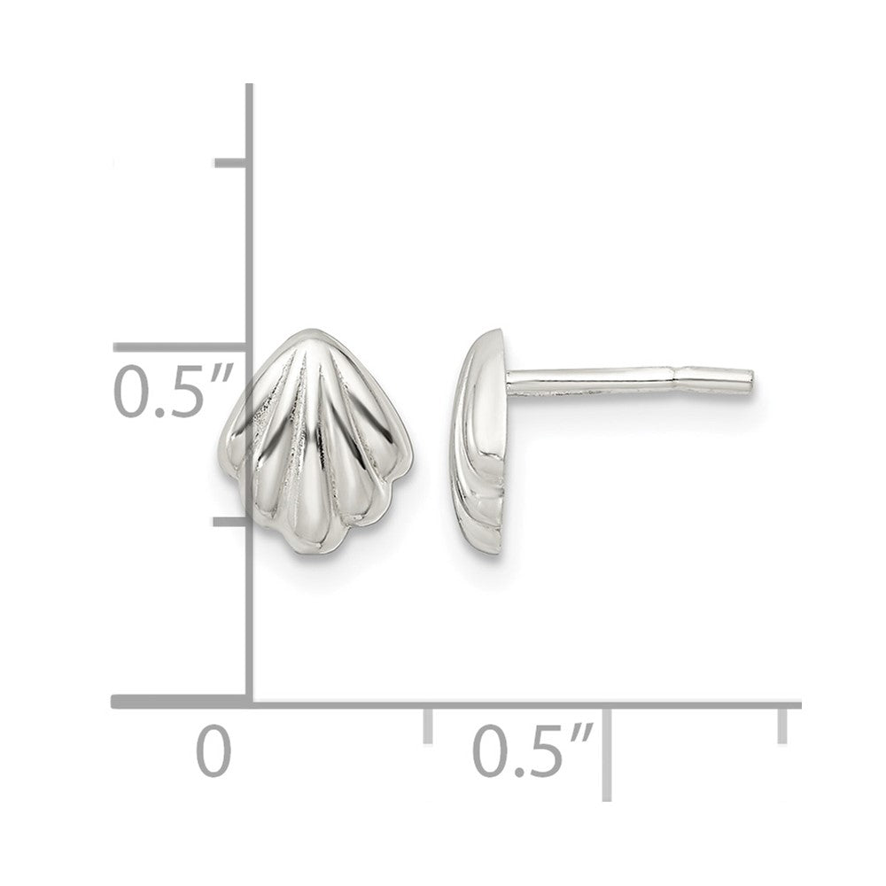 Sterling Silver Polished Shell Post Earrings