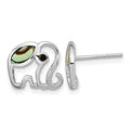 Sterling Silver RH-plated Abalone Elephant Post Earrings